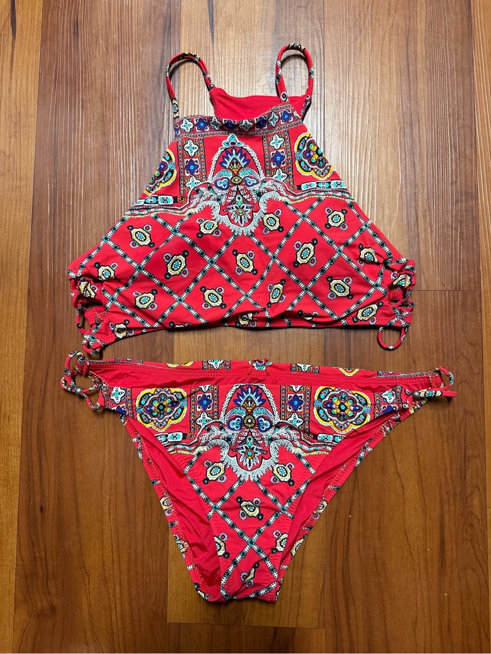 Nanette Lepore Red Paisley-Print Bikini set